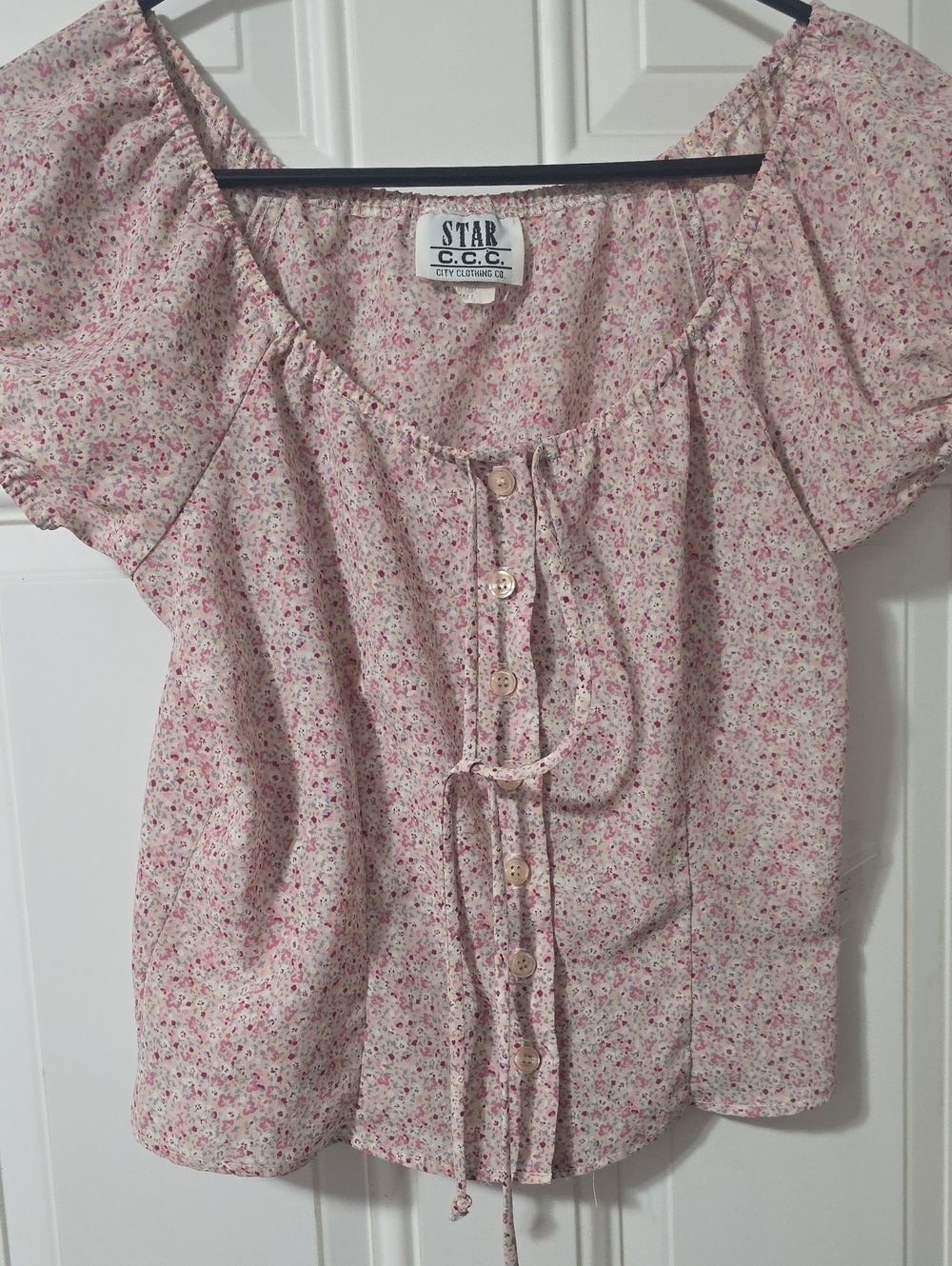 Star C.C.C. Pink Floral Button-Front Women's Top